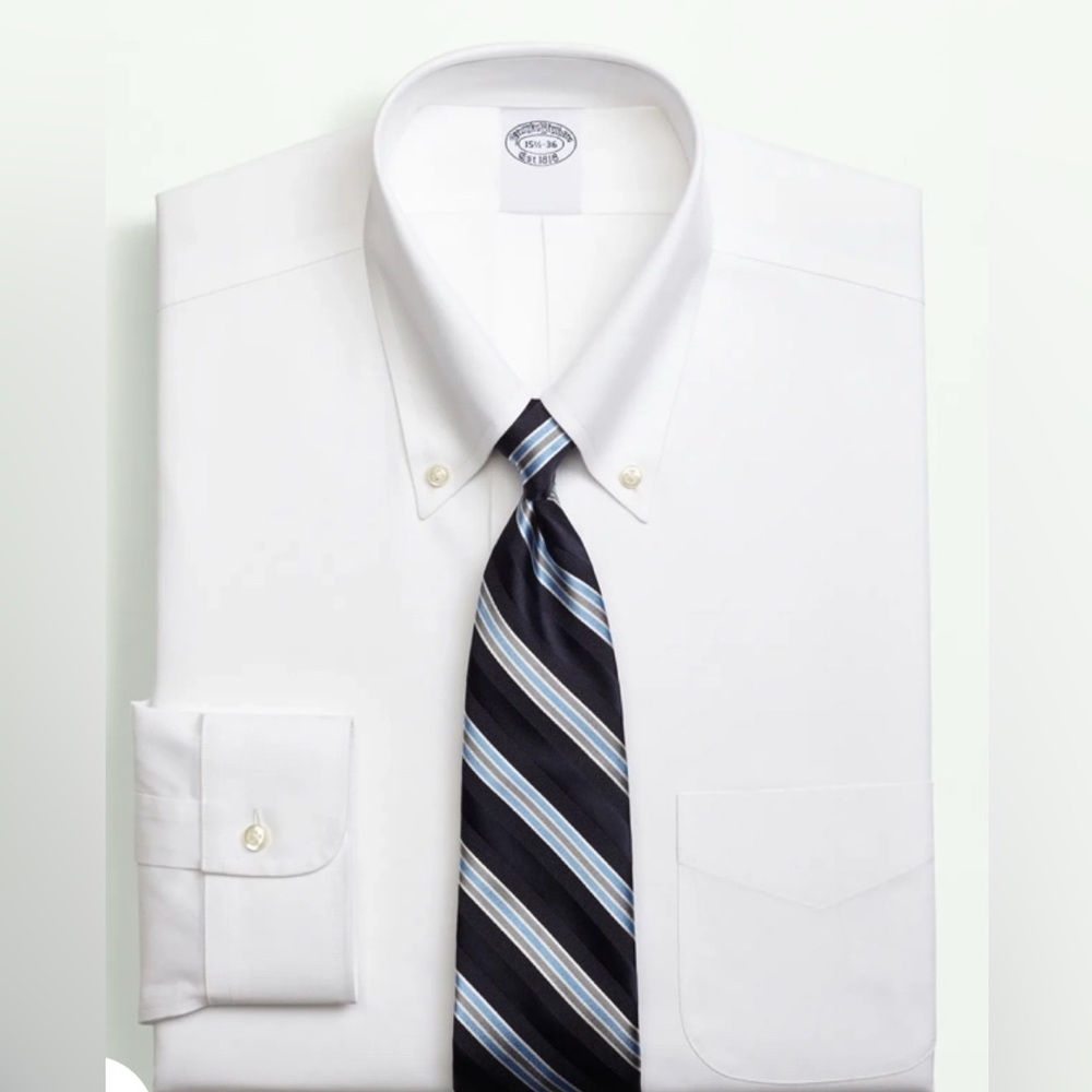 Brooks Brothers White Dress Shirt Crisp Cotton Long Sleeve